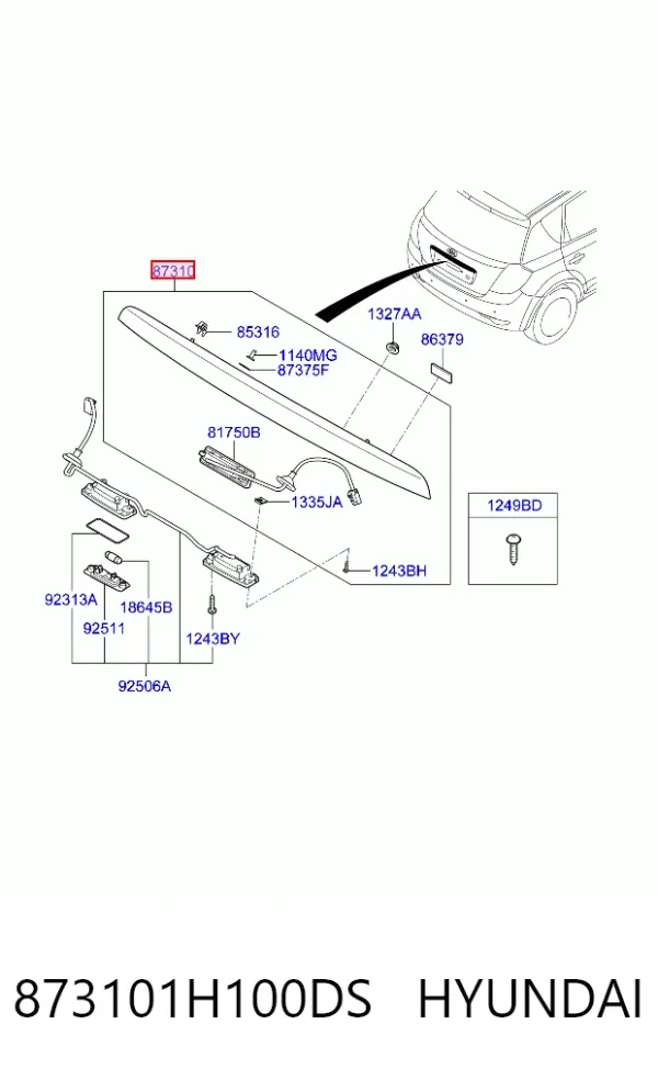 Listwa ochronna drzwi tylnych (bagażnika 3/5) 873101H100DS Hyundai/Kia