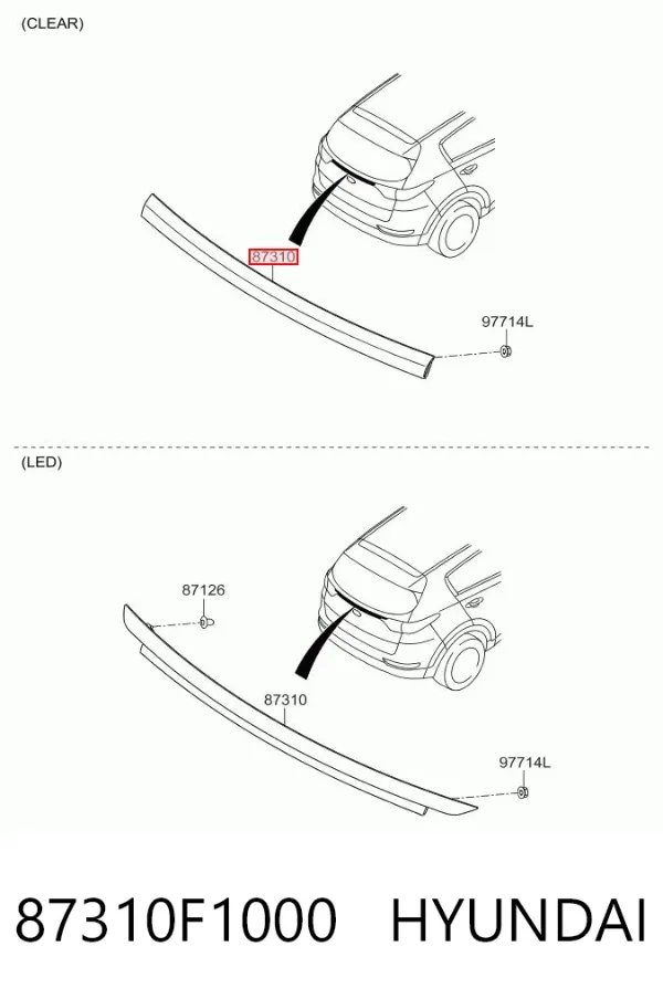 Listwa ochronna klapy bagażnika 87310F1000 Hyundai/Kia