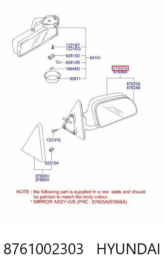 Lusterko wsteczne lewe 8761002303 Hyundai/Kia