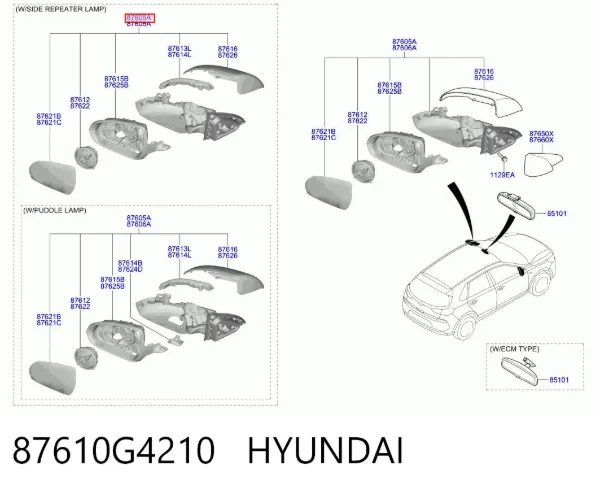 Lusterko wsteczne lewe 87610G4210 Hyundai/Kia