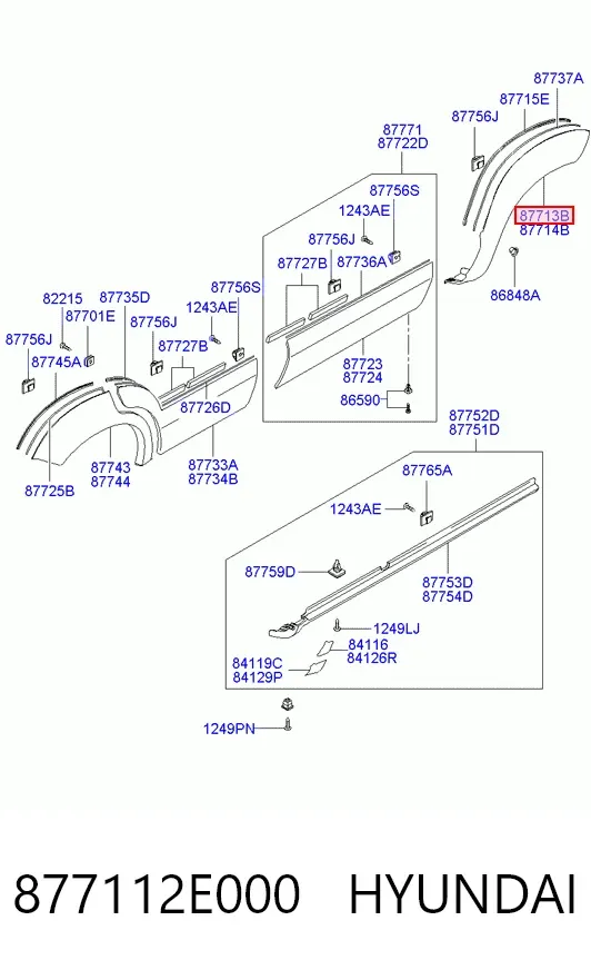 Poszerzenie (nakładka) reperaturki błotnika przedniego lewy 877112E000 Hyundai/Kia
