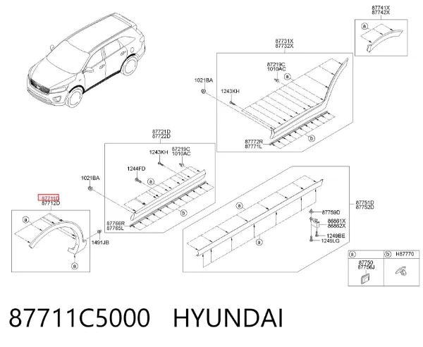 Poszerzenie (nakładka) reperaturki błotnika przedniego lewy 87711C5000 Hyundai/Kia