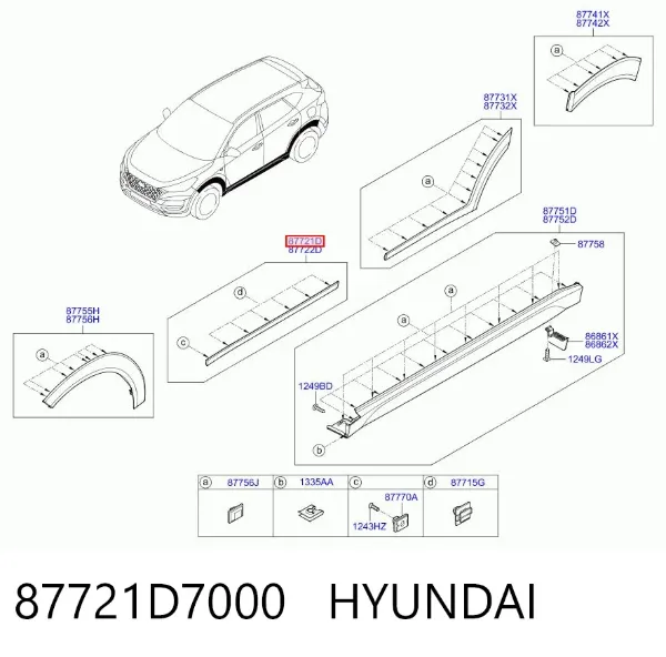 Listwa ochronna drzwi przednich lewych 87721D7000 Hyundai/Kia