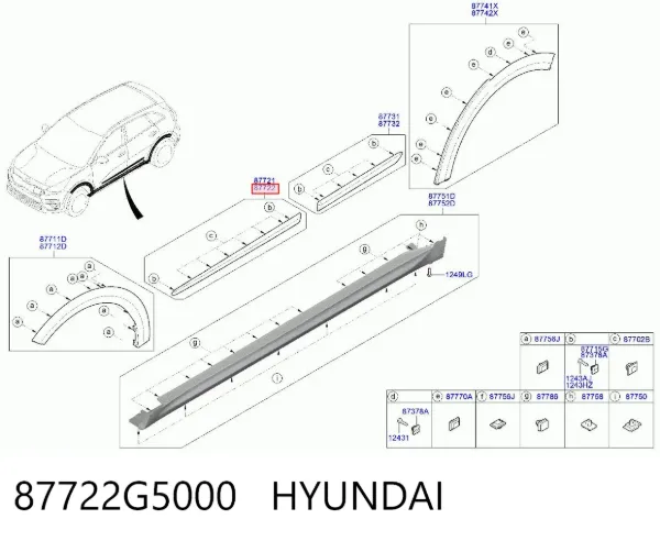 Listwa ochronna drzwi przednich prawych 87722G5000 Hyundai/Kia