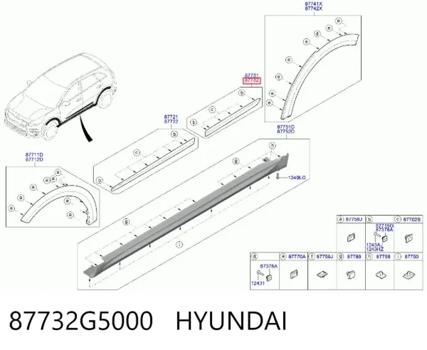 Listwa ochronna drzwi tylnych prawych 87732G5000 Hyundai/Kia