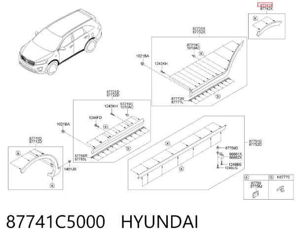 Poszerzenie (nakładka) reperaturki tylnego błotnika lewy 87741C5000 Hyundai/Kia