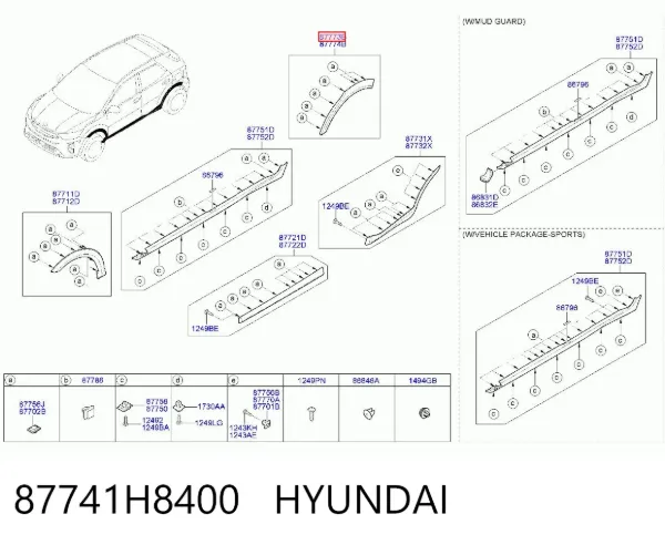 Poszerzenie (nakładka) reperaturki tylnego błotnika lewy 87741H8400 Hyundai/Kia