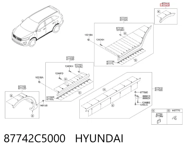 Poszerzenie (nakładka) reperaturki tylnego błotnika prawy 87742C5000 Hyundai/Kia