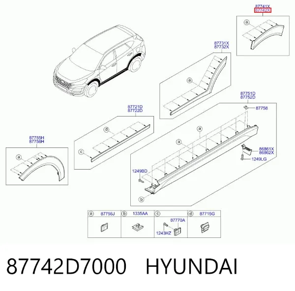 Poszerzenie (nakładka) reperaturki tylnego błotnika prawy 87742D7000 Hyundai/Kia