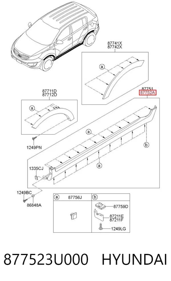 Nakładka (listwa ochronna) na próg zewnętrzna prawa 877523U000 Hyundai/Kia