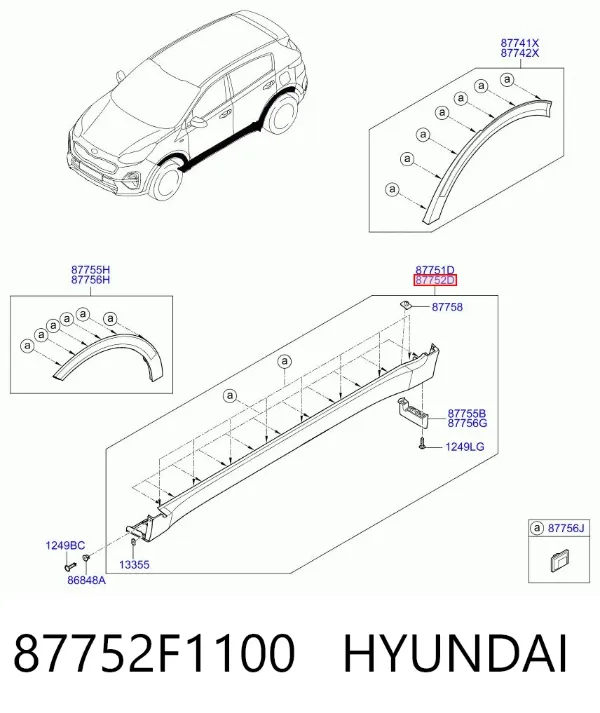 Nakładka (listwa ochronna) na próg zewnętrzna prawa 87752F1100 Hyundai/Kia