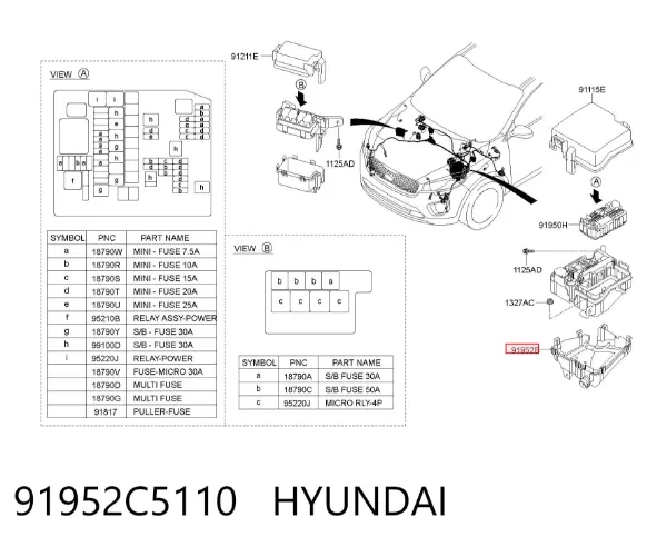 Obudowa skrzynki bezpieczników 91952C5110 Hyundai/Kia