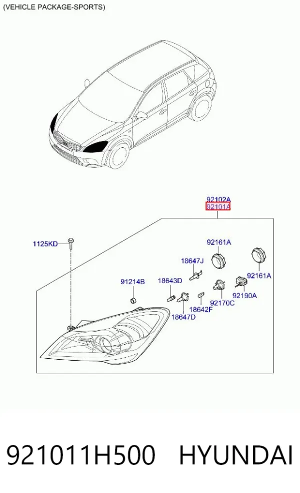 Reflektor lewy 921011H500 Hyundai/Kia