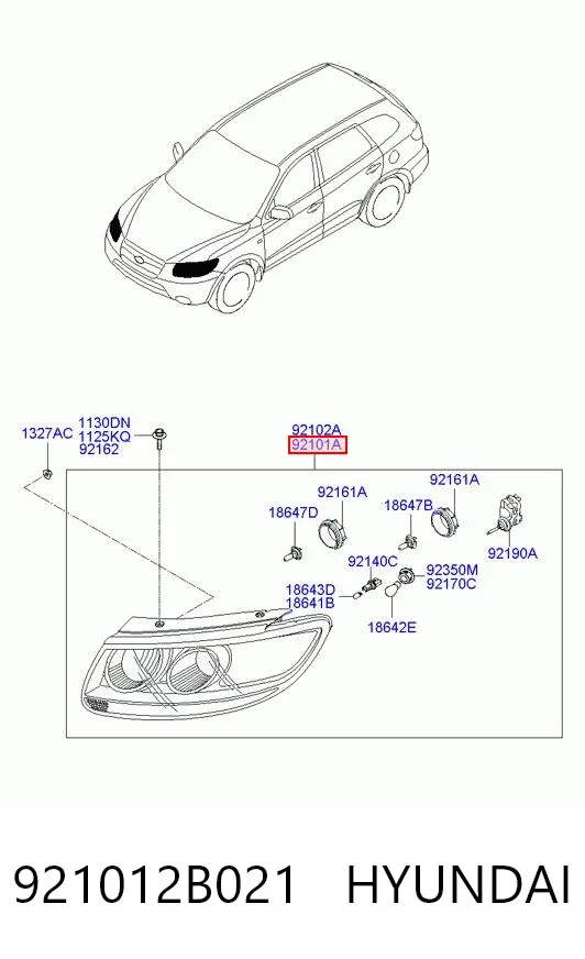 Reflektor lewy 921012B021 Hyundai/Kia