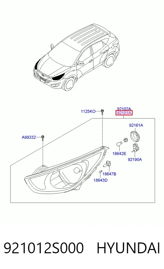 Reflektor lewy 921012S000 Hyundai/Kia