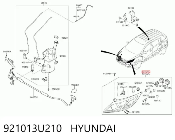 Reflektor lewy 921013U210 Hyundai/Kia