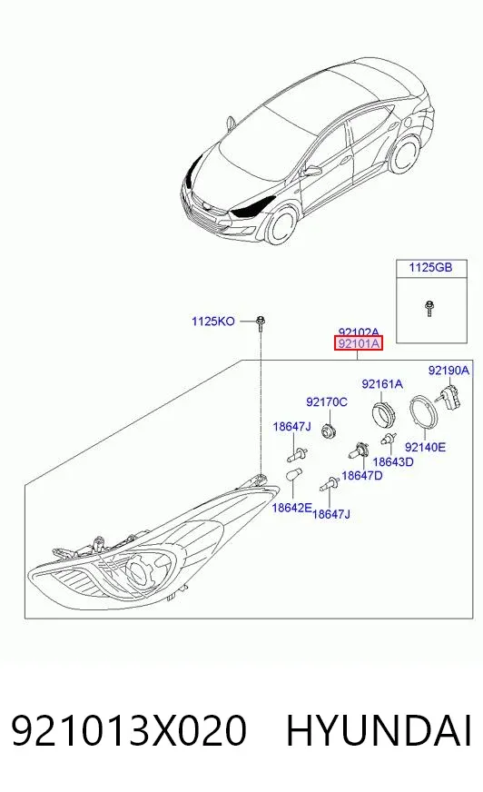 Reflektor lewy Hyundai Elantra V