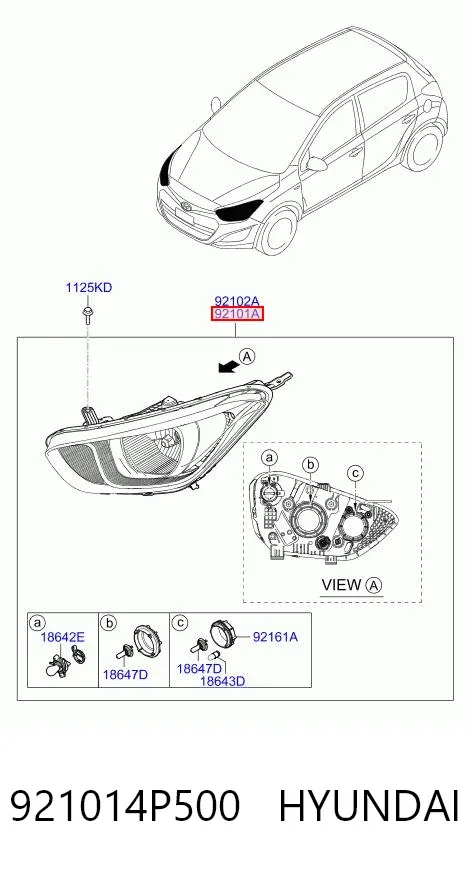 Reflektor lewy 921014P500 Hyundai/Kia