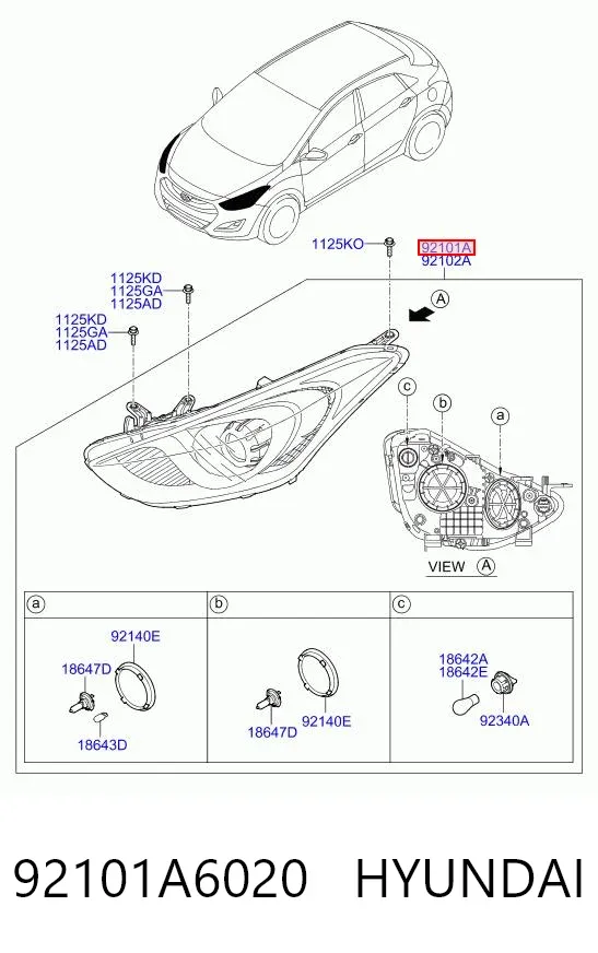 Reflektor lewy 92101A6020 Hyundai/Kia