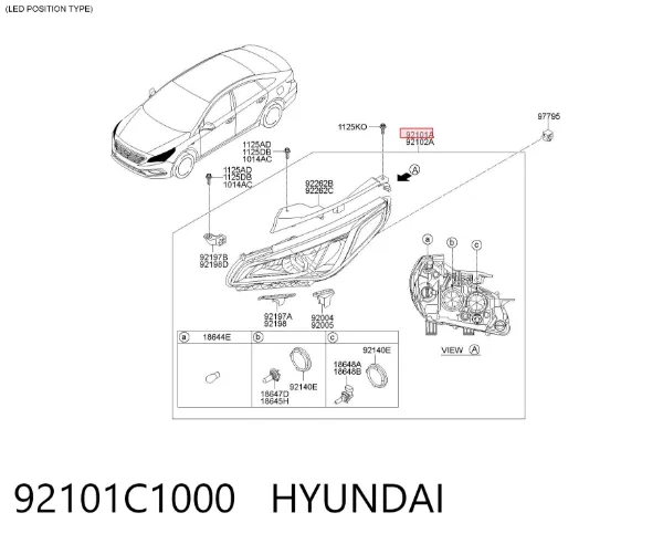 Reflektor lewy 92101C1000 Hyundai/Kia
