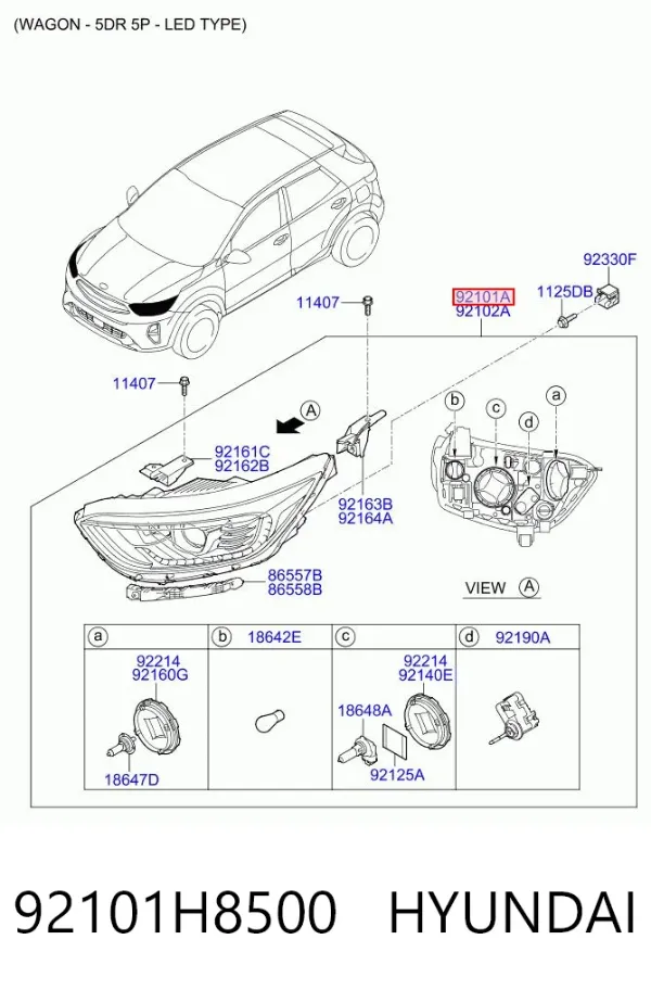 Reflektor lewy 92101H8500 Hyundai/Kia