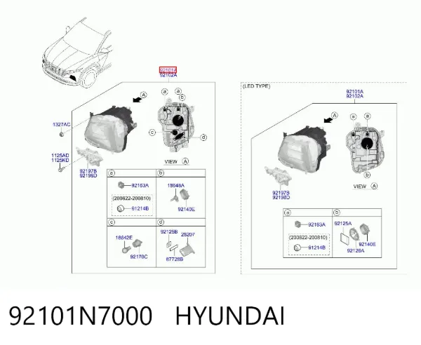 Reflektor lewy 92101N7000 Hyundai/Kia