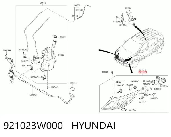 Reflektor prawy 921023W000 Hyundai/Kia