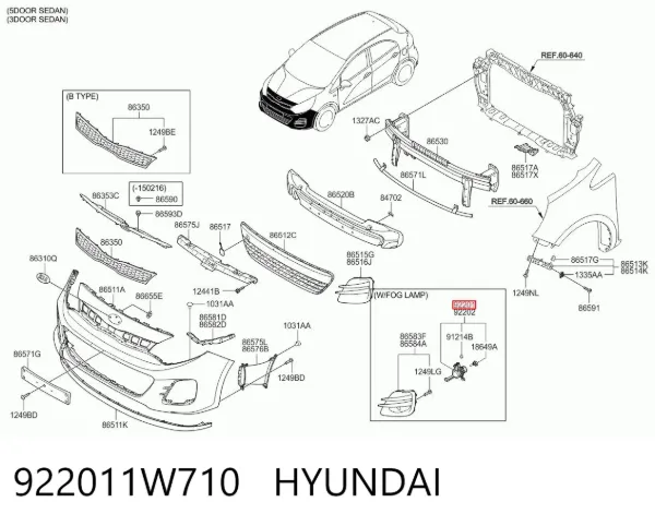 Lampa przeciwmgielna lewa KIA Rio III