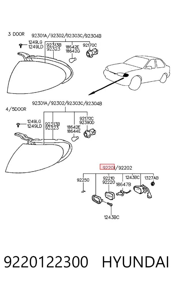 Lampa przeciwmgielna lewa Hyundai Accent I