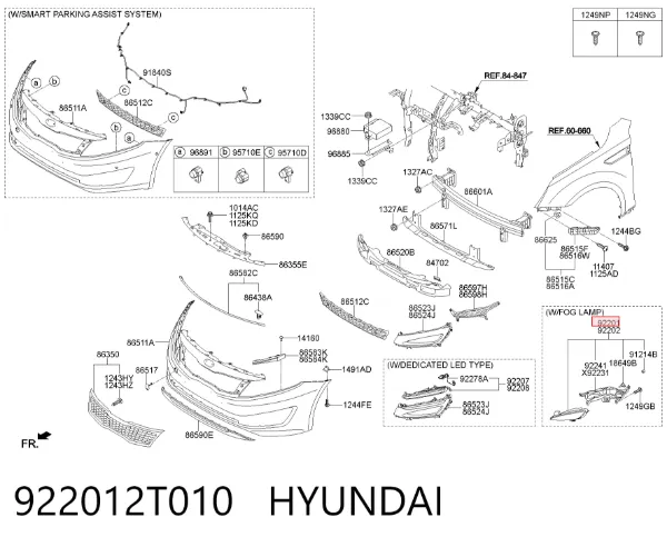 Lampa przeciwmgielna lewa 922012T010 Hyundai/Kia