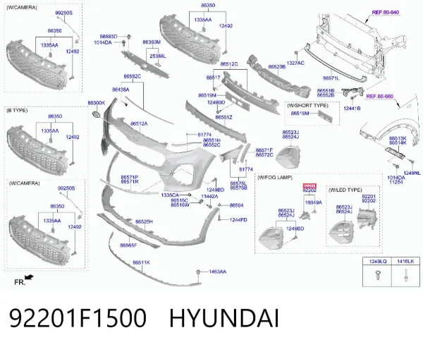 Lampa przeciwmgielna lewa 92201F1500 Hyundai/Kia
