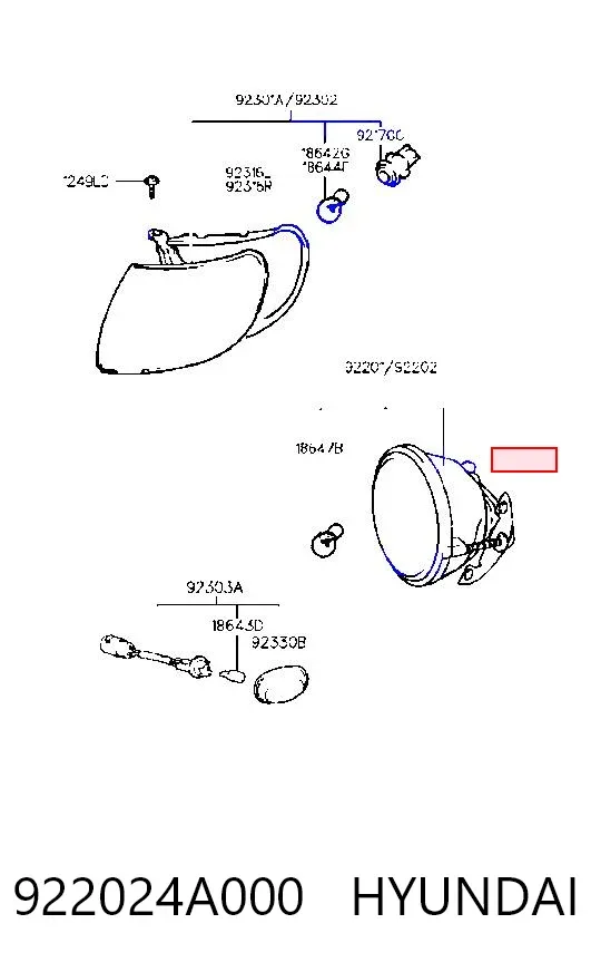 Lampa przeciwmgielna prawa 922024A000 Hyundai/Kia