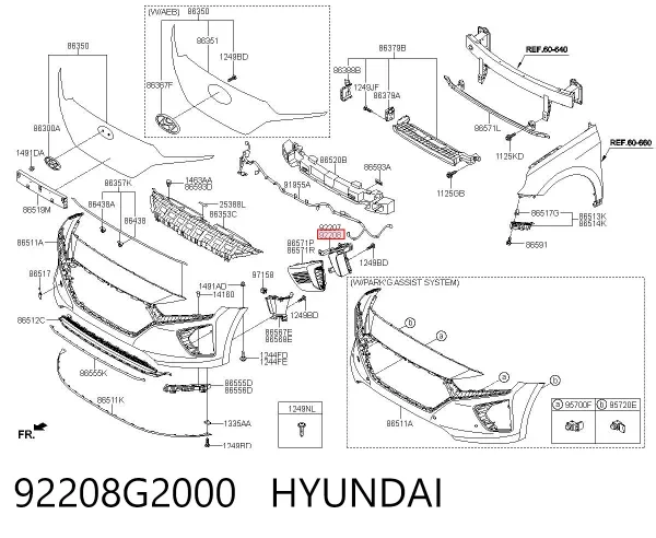 Lampa przeciwmgielna prawa 92208G2000 Hyundai/Kia