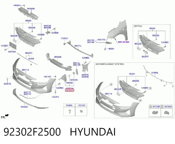 Lampa przeciwmgielna prawa 92302F2500 Hyundai/Kia