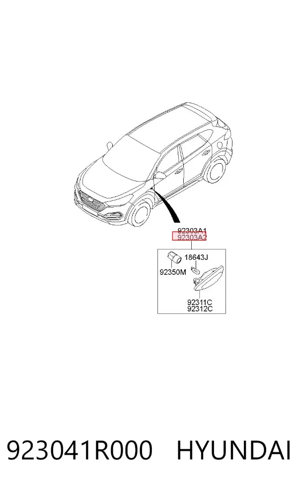 Powtarzacz kierunkowskazu na błotniku prawy 923041R000 Hyundai/Kia