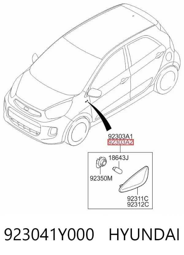 Kierunkowskaz prawy KIA Picanto II