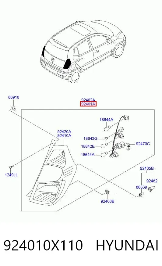 Lampa zespolona tylna lewa 924010X110 Hyundai/Kia