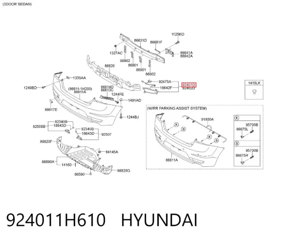 Przednia lampa przeciwmgielna tylna lewa 924011H610 Hyundai/Kia
