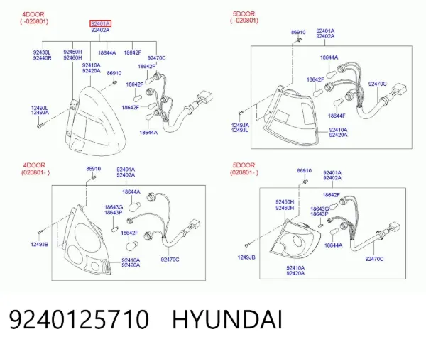 Lampa zespolona tylna lewa 9240125710 Hyundai/Kia
