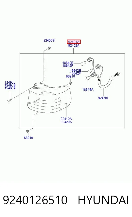 Lampa zespolona tylna lewa 9240126510 Hyundai/Kia