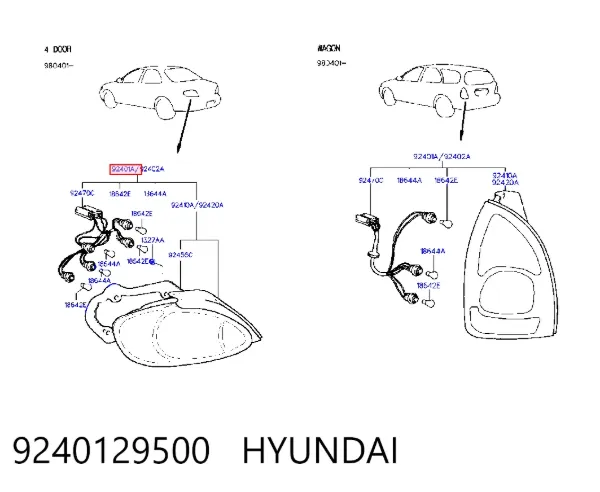 Lampa zespolona tylna lewa Hyundai Lantra II