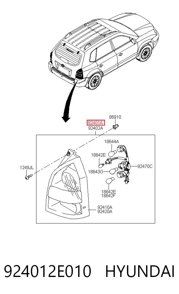 Lampa zespolona tylna lewa Hyundai Tucson I
