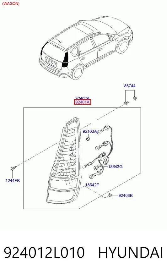 Lampa zespolona tylna lewa 924012L010 Hyundai/Kia
