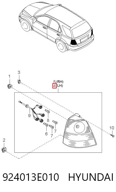 Lampa zespolona tylna lewa 924013E010 Hyundai/Kia