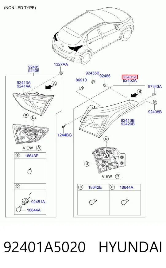 Lampa zespolona tylna lewa zewnętrzna 92401A5020 Hyundai/Kia
