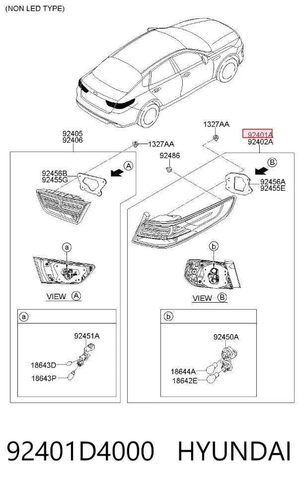 Lampa zespolona tylna lewa zewnętrzna 92401D4000 Hyundai/Kia