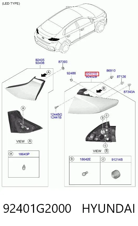 Lampa zespolona tylna lewa zewnętrzna 92401G2000 Hyundai/Kia