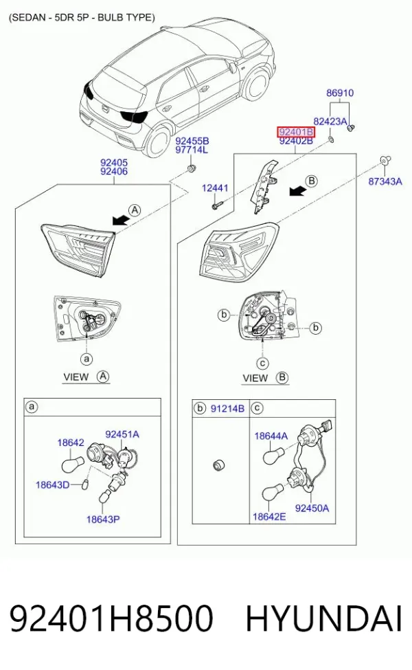 Lampa zespolona tylna lewa zewnętrzna 92401H8500 Hyundai/Kia