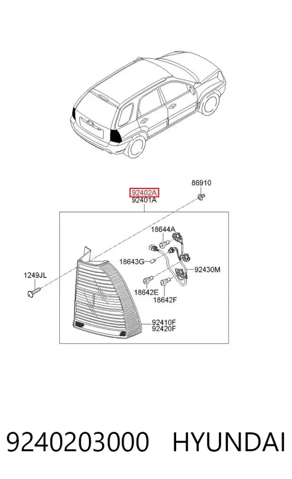 Lampa zespolona tylna prawa 9240203000 Hyundai/Kia