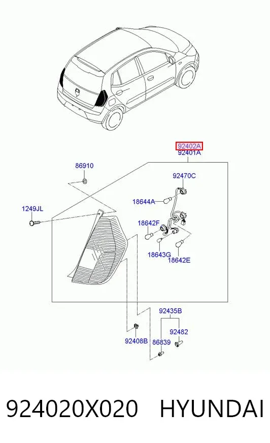 Lampa zespolona tylna prawa Hyundai I10 PA